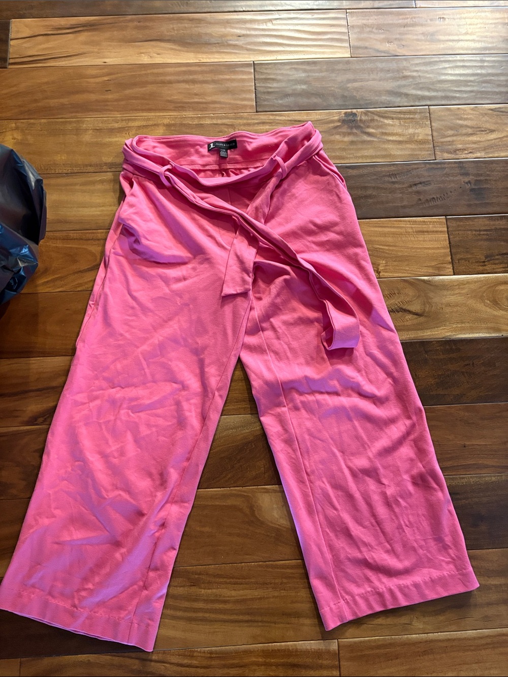 Jules & Leopold Bright Pink Wide-Leg Tie-Waist Pants